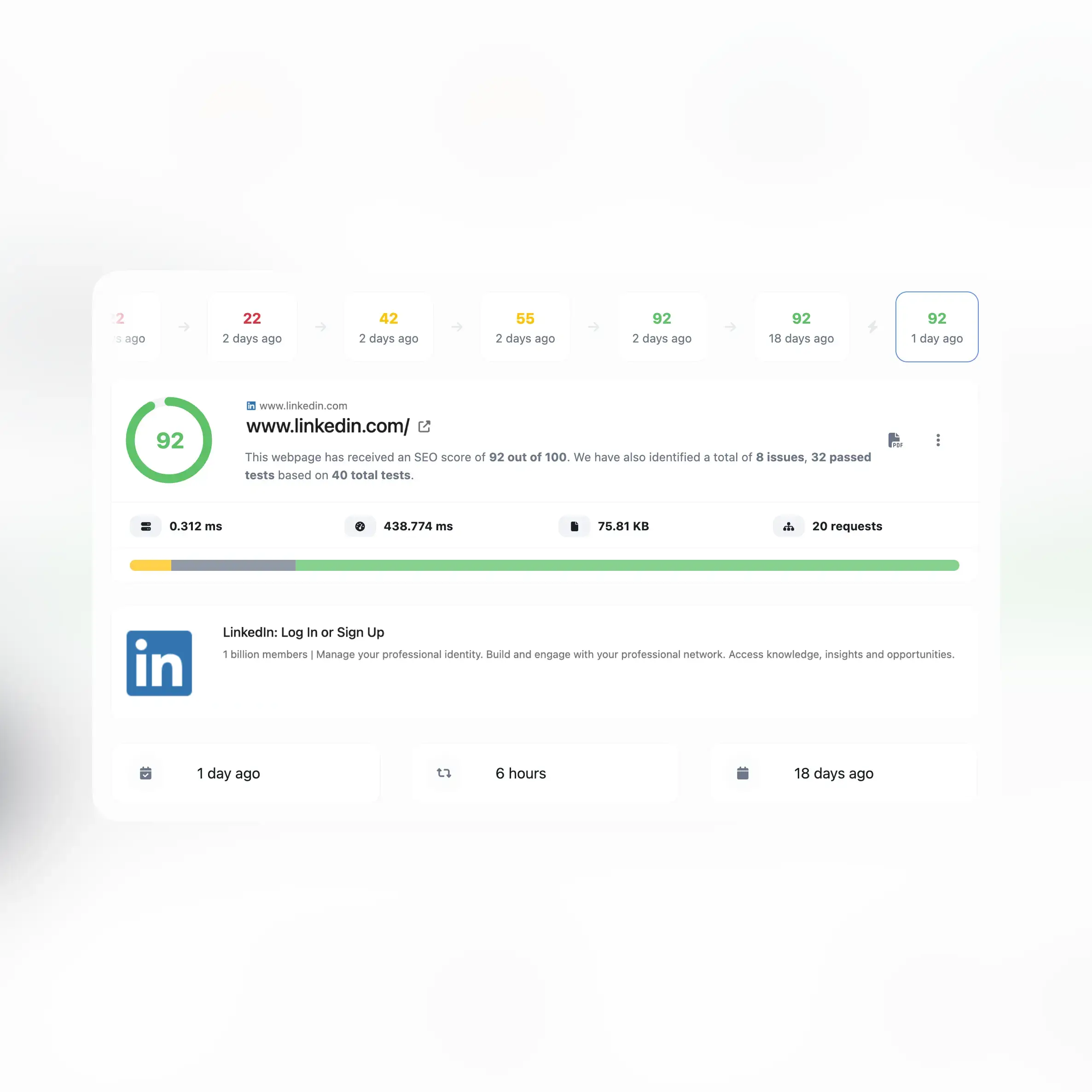 Screenshot of the app audit history tracking feature